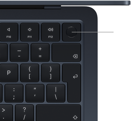 A MacBook Air Touch ID-s billentyűzete felülnézetből