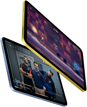 Egy játék képernyője és a Ted Lasso című Apple TV+-sorozat iPaden