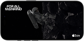 Az iPhone 16 Pro kijelzőjén a For All Mankind című Apple TV+-sorozat első, Vörös Hold című epizódjából látszik egy jelenet.